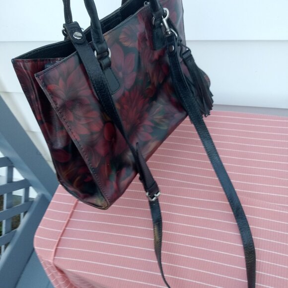 Patricia Nash Leather Primrose Satchel Rustic Mums Handbag - Picture 3 of 7